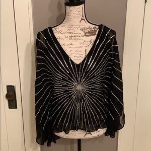 BCBG sequin cold shoulder top